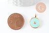 Pendentif médaille rond étoile émail bleu laiton doré, pendentif laiton émaillé,sans nickel,18mm, x1 G4271