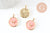 Pendentif médaille rond lune émail rose doré, pendentif lune laiton émaillé,sans nickel,18mm, x1 (G4270)