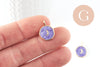 Pendentif médaille rond lune émail violet laiton doré 18mm, x1 (G4272)