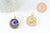 Pendentif médaille rond lune étoiles émail bleu laiton doré zircons, pendentif laiton émaillé,sans nickel,18mm, x1 (G5270)