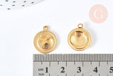Pendentif médaille ronde Coquillage acier 316 doré inoxydable IP 18mm, x1 (G7126)