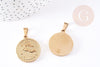 Pendentif médaille ronde Verseau acier 304 inoxydable doré à graver, x1 (G1721)
