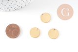 Pendentif médaille ronde acier 304 inoxydable doré IP 15mm, x10 (G10800)
