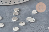Silver-colored stainless steel round medallion pendant 7mm, x10 (G11346)