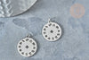 Pendentif médaille ronde astrologie argenté acier inoxydable 22mm,signe astrologique, , x1 G7602