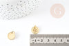 Pendentif médaille ronde laiton doré fleur 12mm, x1 (G4826)