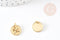 Pendentif médaille ronde laiton doré fleur 12mm, x1 (G4826)