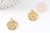Pendentif médaille ronde lune laiton doré zircons colorés 17mm, x1 (G4749)
