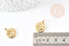 Pendentif médaille ronde lune laiton doré zircons, un pendentif doré avec cristaux pour création bijoux,18mm, x1 G4856