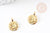 Pendentif médaille ronde lune laiton doré zircons, un pendentif doré avec cristaux pour création bijoux,18mm, x1 G4856