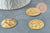 Pendentif médaille ronde martelée laiton brut 24mmnon percé, médaille dorée sans nickel x5, (G2560)