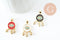 Pendentif médaille ronde oeil émail rouge laiton doré 18K et cristal zircon,pendentif laiton amour pour création bijoux,28mm, x1 (G3579)