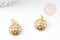 Pendentif médaille ronde oeil laiton doré 18K texturé zircon, sans nickel pour la création bijoux médaille or,18mm, x1 (G5328)