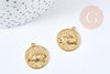 Pendentif médaille ronde oeil protecteur laiton brut 23mm, un apprêt doré sans nickel,une médaille dorée en laiton brut, x1 G8822