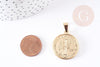 Pendentif médaille ronde pièce acier 304 inoxydable doré 29mm, x1 (G1752)