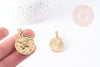 Pendentif médaille ronde pièce acier 304 inoxydable doré 29mm, x1 (G1752)