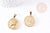 Pendentif médaille ronde pièce acier 304 inoxydable doré 29mm, x1 (G1752)