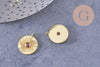 Pendentif médaille ronde soleil laiton doré zircon rouge 16.5mm, x1 (G3473)