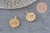 Pendentif médaille ronde soleil laiton doré zircon, un pendentif doré avec cristaux pour création bijoux,18mm, x1 G3469