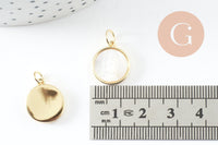 Pendentif médaille ronde vierge nacre naturelle laiton doré 16mm, x1 (G10045)