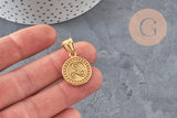 Colgante de medalla triskel de acero inoxidable 304 dorado IP, 22.5mm, x1 (G11359)