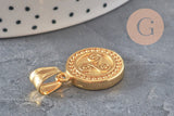 Colgante de medalla triskel de acero inoxidable 304 dorado IP, 22.5mm, x1 (G11359)