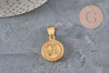Colgante de medalla triskel de acero inoxidable 304 dorado IP, 22.5mm, x1 (G11359)