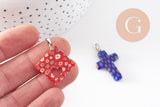 Pendentif millefiori verre murano 15-43mm, pendentif verre artisanal forme variée, x2 (G1130)