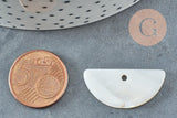 Pendentif nacre blanche naturelle demi-cercle,coquillage blanc, 30mm, x2 (G4151)