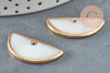Pendentif nacre blanche naturelle doré demi-cercle,pendentif rond nacre,coquillage blanc, 30mm, x2 G2716