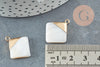 Pendentif nacre blanche naturelle doré losange,pendentif losange nacre,coquillage blanc, 23mm, x2 G2999