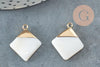 Pendentif nacre blanche naturelle doré losange,pendentif losange nacre,coquillage blanc, 23mm, x2 G2999