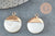 Pendentif nacre blanche naturelle doré,fourniture créative,pendentif rond nacre,coquillage blanc, 22.5mm, x2 G2548