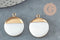 Pendentif nacre blanche naturelle doré,fourniture créative,pendentif rond nacre,coquillage blanc, 23.5mm,x2 G5145