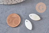 Pendentif navette nacre blanche naturelle perle ovale 18mm, x10 (G10837)