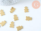Pendentif nounours acier 201 inoxydable doré PVD 16mm, x1 (G6020)