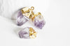 EP-Pendentif améthyste violette brute naturelle support doré 25mm, x1 (G2070)
