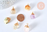 Pendentif nuggets pierres naturelles support doré 18K - 20.5-27mm, pendentif bijoux pierre naturelle, x1 (G7108)
