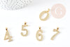 Pendentif numéro laiton doré 14K cristal blanc 23mm, x1 (G4803)