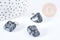Pendentif obsidienne neige noire roulée acier inoxydable platine 15-35mm, x1 (G8634)