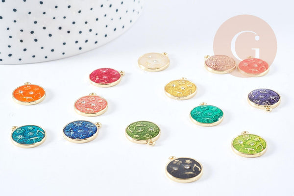 Pendentif oeil protecteurs zamac doré 18k cristal zircon 9mm bijoux chance x5 G1246