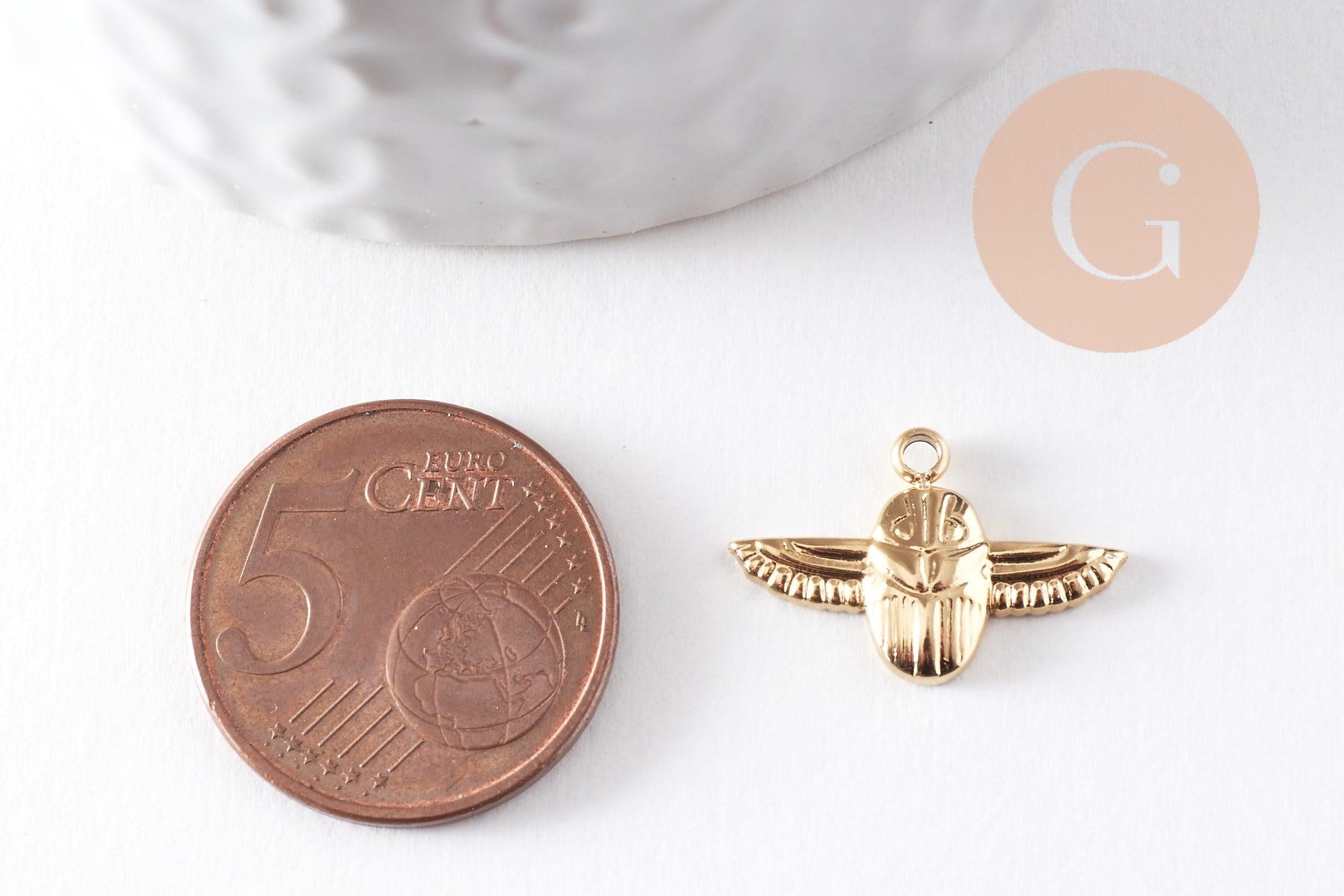 Pendentif oiseau aigle acier 304 inoxydable IP doré 18K 20mm, x1 (G9941)