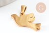 Pendentif oiseau colombe acier 304 inoxydable doré PVD 16.5mm, x1 (G9577)