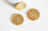 Pendentif osier tressé naturel, perle bois,perle osier, création bijoux, Perles géométriques,30-40mm, X2 G2575