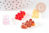 Pendentif ourson en résine colorée 20.5mm, pendentif bonbon, pendentif création de bijoux d'enfance régressifs, X10 (G5945)
