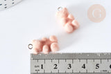 Pendentif ourson floqué velours beige résine platine 22mm, pendentif enfance régressif,x2 (G8129)