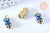 Pendentif ourson laiton doré 18K résine bleue 17.5mm, bijou d'enfance, x1 (G6641)