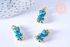 Pendentif ourson laiton doré 18K résine turquoise 17.5mm, pendentif laiton jouet ,x1 (G6642)