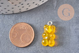 Pendentif ourson résine colorée platine 21mm, x10 (G4987)