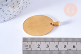 Pendentif ovale acier doré à graver 36mm, x1 (G6881)